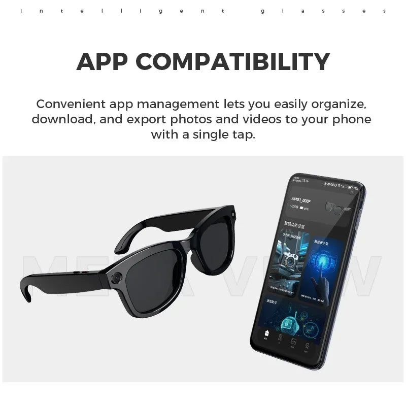 New Smart Glasses AI Voice Assistant Earphones Video/Audio Recording Translation Bluetooth Call Fashion Glasses For Women Men exovai.com