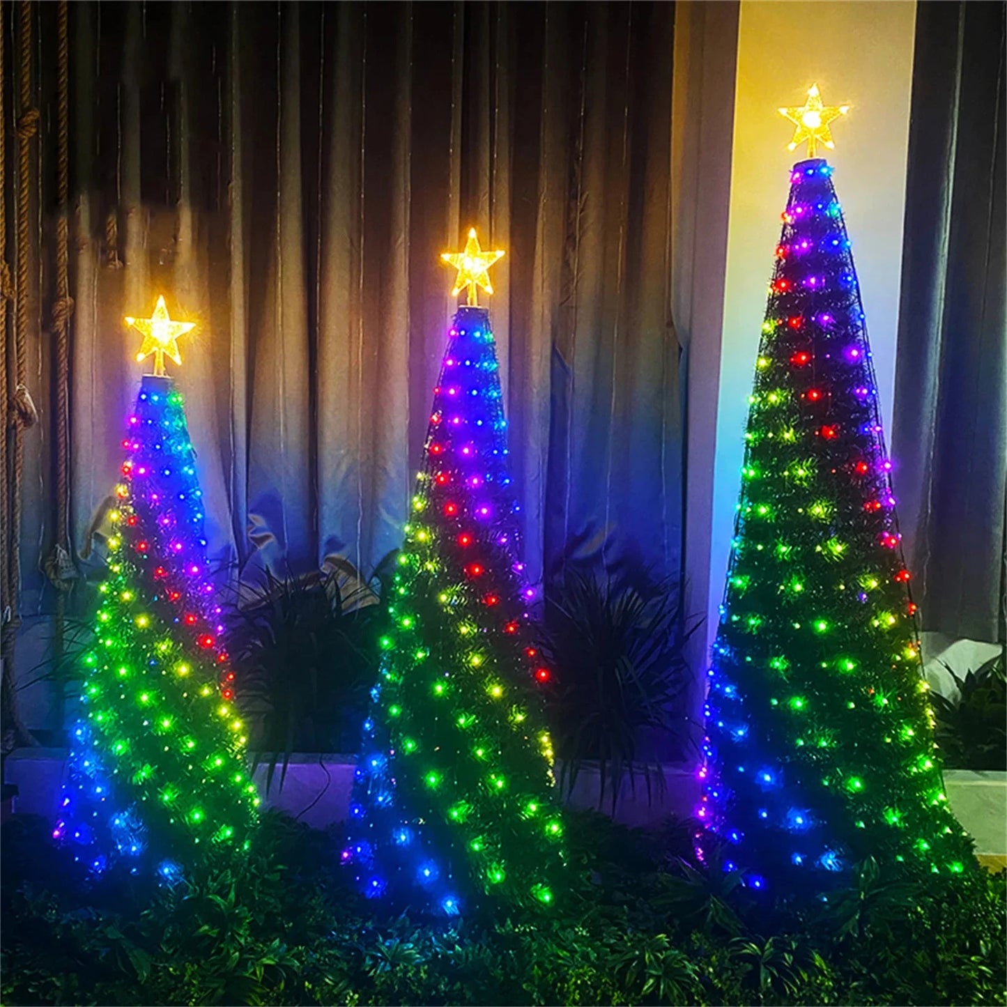 1.8/2.1m Smart APP Christmas Tree Star Lights RGB LED Fairy String Light DIY Picture Xmas Decoration Lighting for Home Holiday exovai.com
