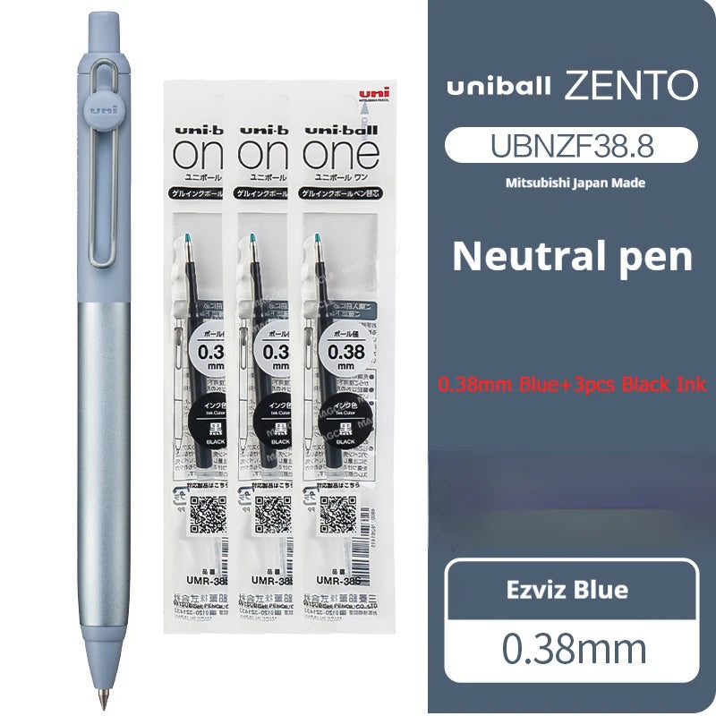 Japanese uni-ball ZENTO Gel Ink Pen Limited Flow Model Metal Push Ultra-Smooth Writing 0.38/0.5mm Signing for Students Business exovai.com