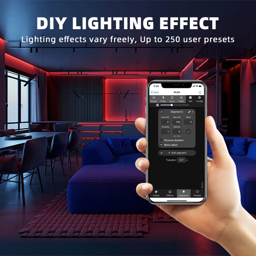 ESP8266 WLED LED Controller Smart Dimmer DC12V 800IC Segmented Color Funtion For DIY WS2811 WS2812B SK6812 SM16703P Strip Lights exovai.com