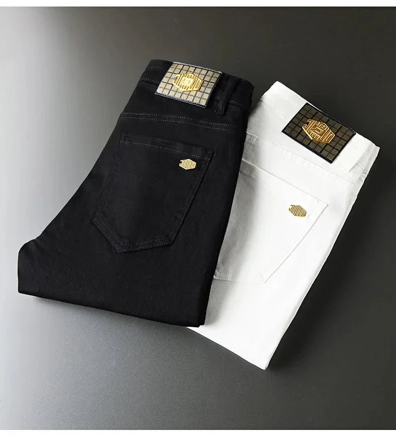 New Men'S Jeans Fashion Casual Slim Fit Version Elastic Blue High Quality Design Business Party Straight Tall Denim Pants exovai.com