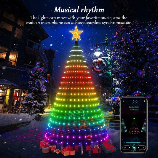 2.1M LED Christmas Tree Decorative Light Lntelligent IDeal LED APP Application Control DIY Lmage Light String for Quick Shipping exovai.com