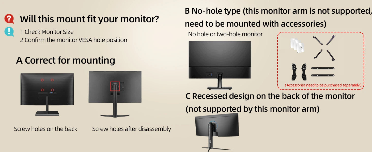 HILLPORT 17-34" Desktop Monitor Arm Holder Gas Spring Full Motion Mount Strut LCD LED TV Bracket Stand PC Soport Support M5 exovai.com