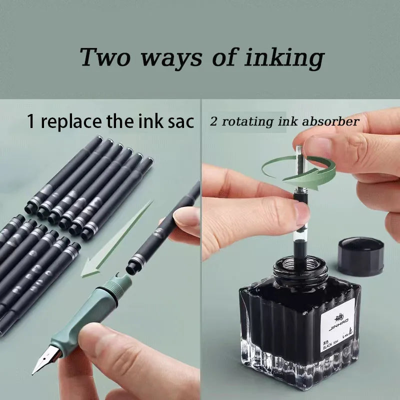 53Pcs Fountain Pen Set School Student Pens Replacable Ink Set Black/Blue/Red ink 0.38 mm Office Writing Supplies Stationery exovai.com