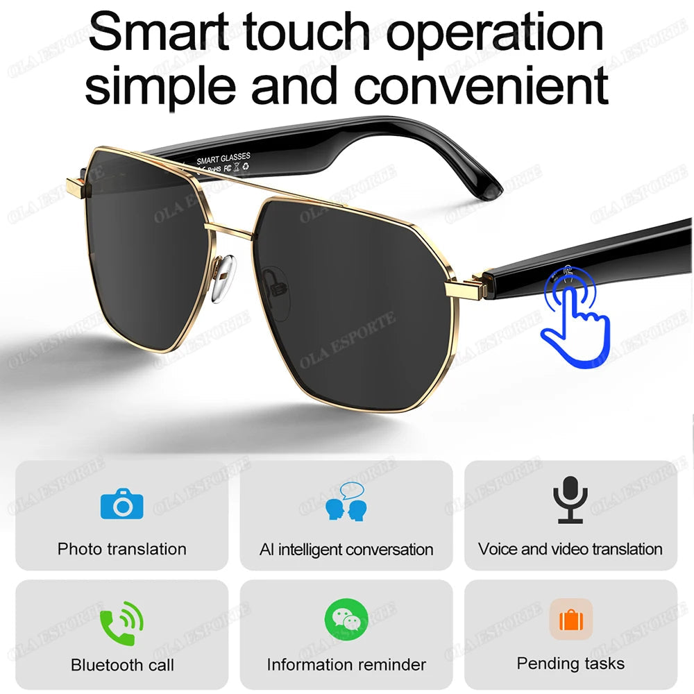 AI Smart Glasses with ChatGPT4.0 Instant Translation 164 Languages Bluetooth Calls IP67 Waterproof HD Camera for Travel Business exovai.com