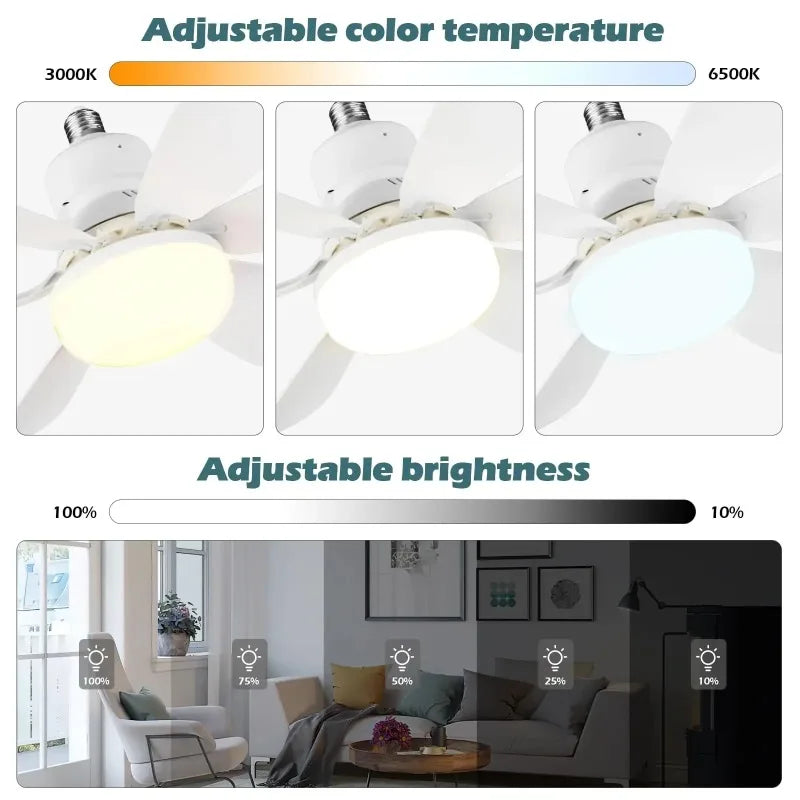 Ceiling Fan Light LED 30W 40W Simple Lights with E27 Remote Control for Home Living Room Study Household Decorative Fan Lighting exovai.com