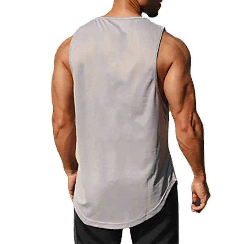 Summer Men's Gym Tank Top Fitness Training Clothing Quick-drying Loose Bodybuilding Sleeveless Shirt Men Fashion Basketball Vest exovai.com