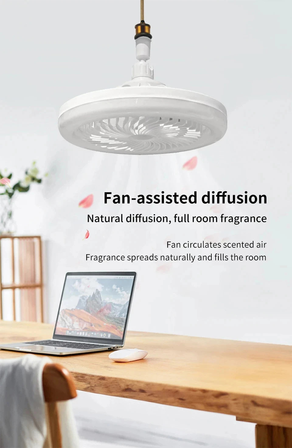 2 In 1 Ceiling Fan Lamps 3 Speeds Adjustable E27 Base Infinitely Dimmable for Living Room Bedroom Study LED Decorative Light exovai.com