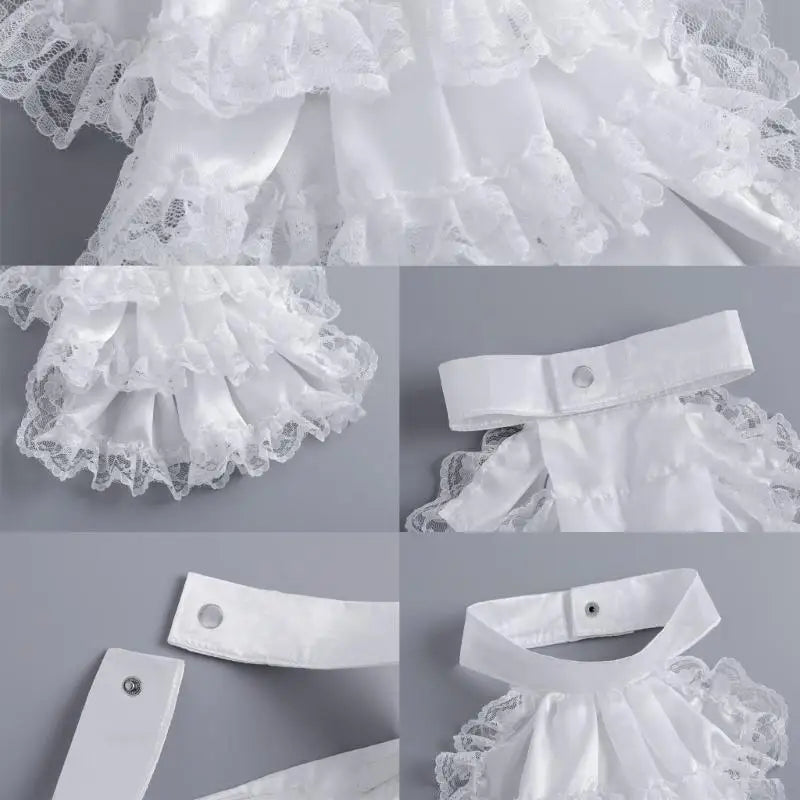 Y3NE Lace Jabot Collar Victorian Theme Party Neckwear Cosplay Accessory Collar for Halloween Teaparty Dressingup Neckpiece exovai.com