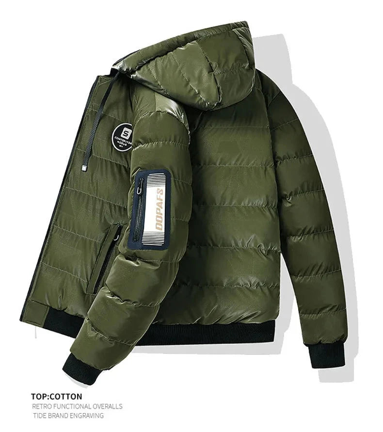 Double Sided Outerwear Men's New Cotton Padded Parkas Men Autumn Winter Jacket Brand Warm Comfortable Down Jacket Removable Hat exovai.com