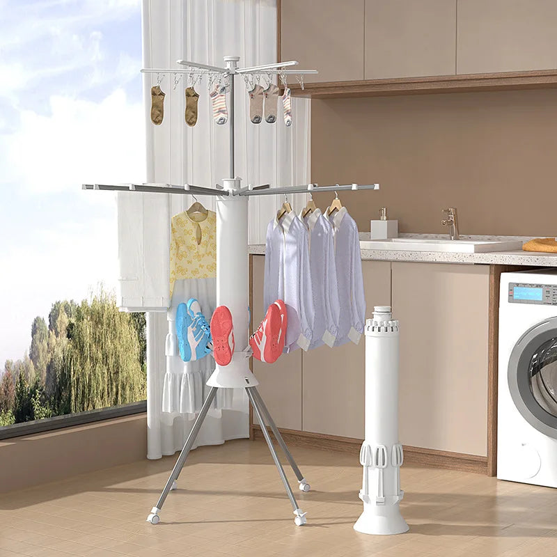 Octopus drying rack, balcony floor-to-ceiling octopus drying rack, household artifact 360 ° rotating, retractable and folding exovai.com