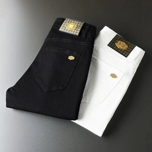 New Men'S Jeans Fashion Casual Slim Fit Version Elastic Blue High Quality Design Business Party Straight Tall Denim Pants exovai.com