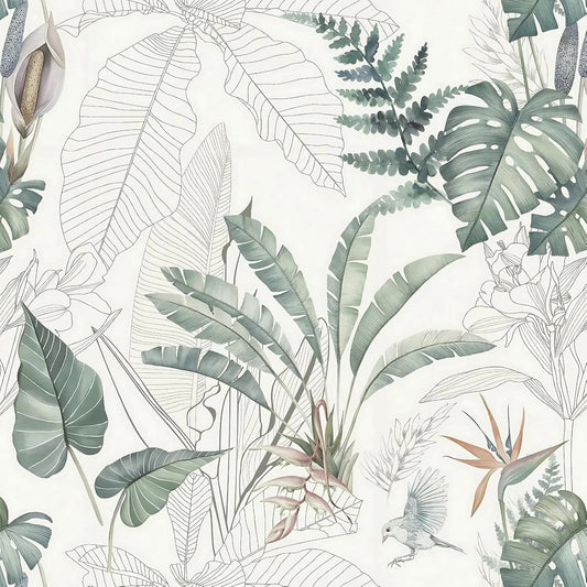 Tropical Palm Leaf Peel and Stick Wallpaper Light Green Olive Palm Tree Leaf Self Adhesive Wall Paper Removable Contact Paper exovai.com