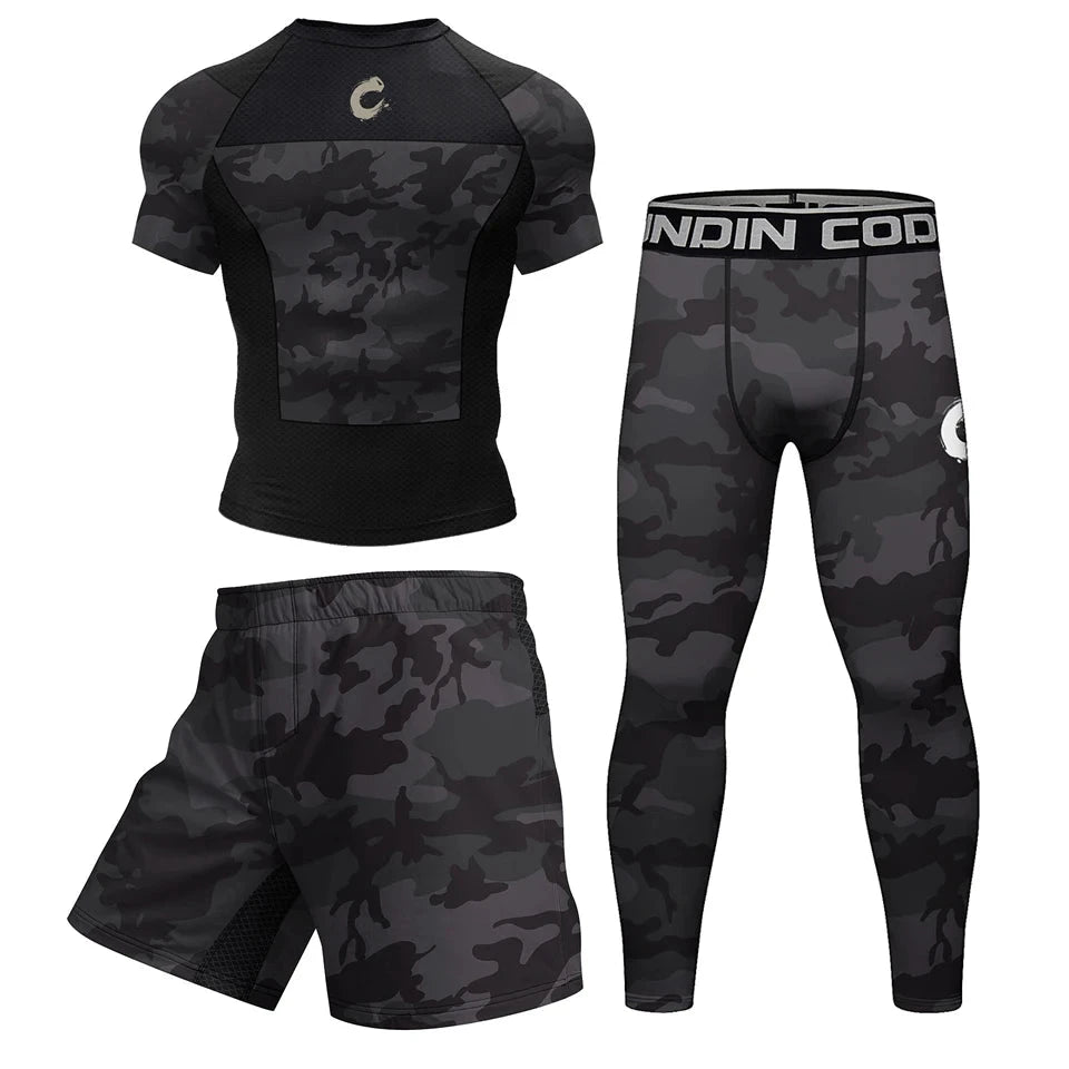 Black No Gi BJJ Jiu Jitsu T-shirt +MMA Shorts Sets Boxing Rashguard for Men Jiu Jitsu Compression Workout Wear Sport Jerseys exovai.com