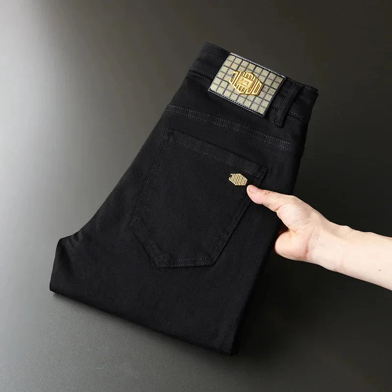 New Men'S Jeans Fashion Casual Slim Fit Version Elastic Blue High Quality Design Business Party Straight Tall Denim Pants exovai.com