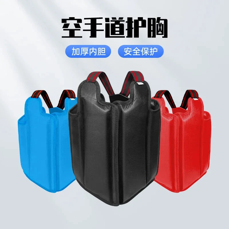 Sanda Chest Guard Taekwondo Karate PU Leather Open Chest Protector Training Competition Protective Gear Black Chest Guard Unisex exovai.com