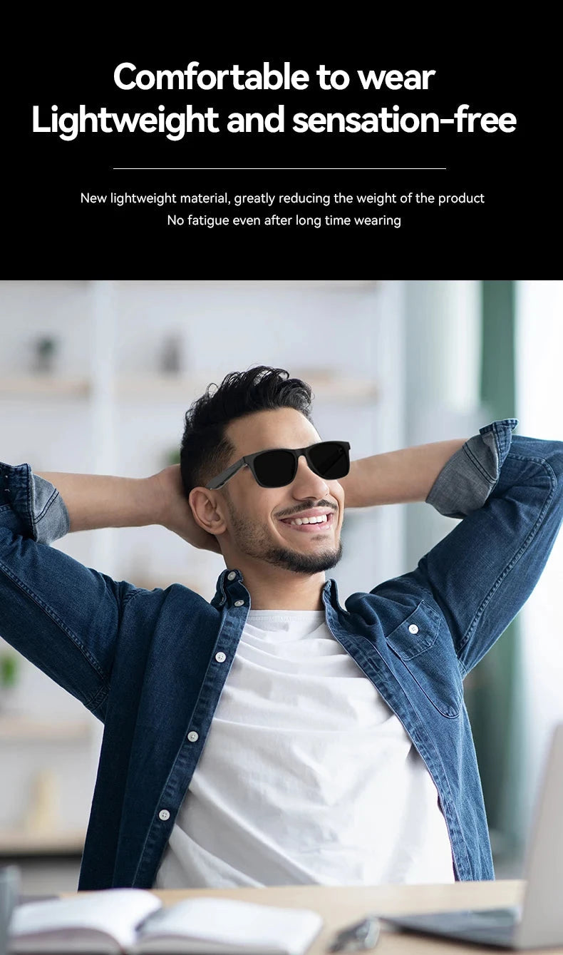 LAXASFIT 2025 New Men's Smart Glasses Women's Bluetooth Glasses Voice Call Control Music UV Polarized Sunglasses exovai.com