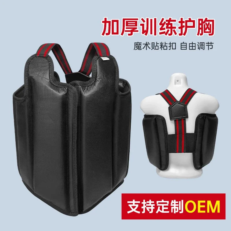 Sanda Chest Guard Taekwondo Karate PU Leather Open Chest Protector Training Competition Protective Gear Black Chest Guard Unisex exovai.com