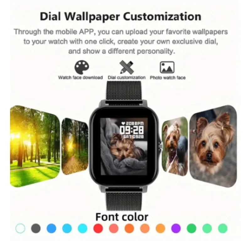 Smart watch for android phone.1.44 inch color screen full touch bluetooth call smart watch magnetic charging exovai.com