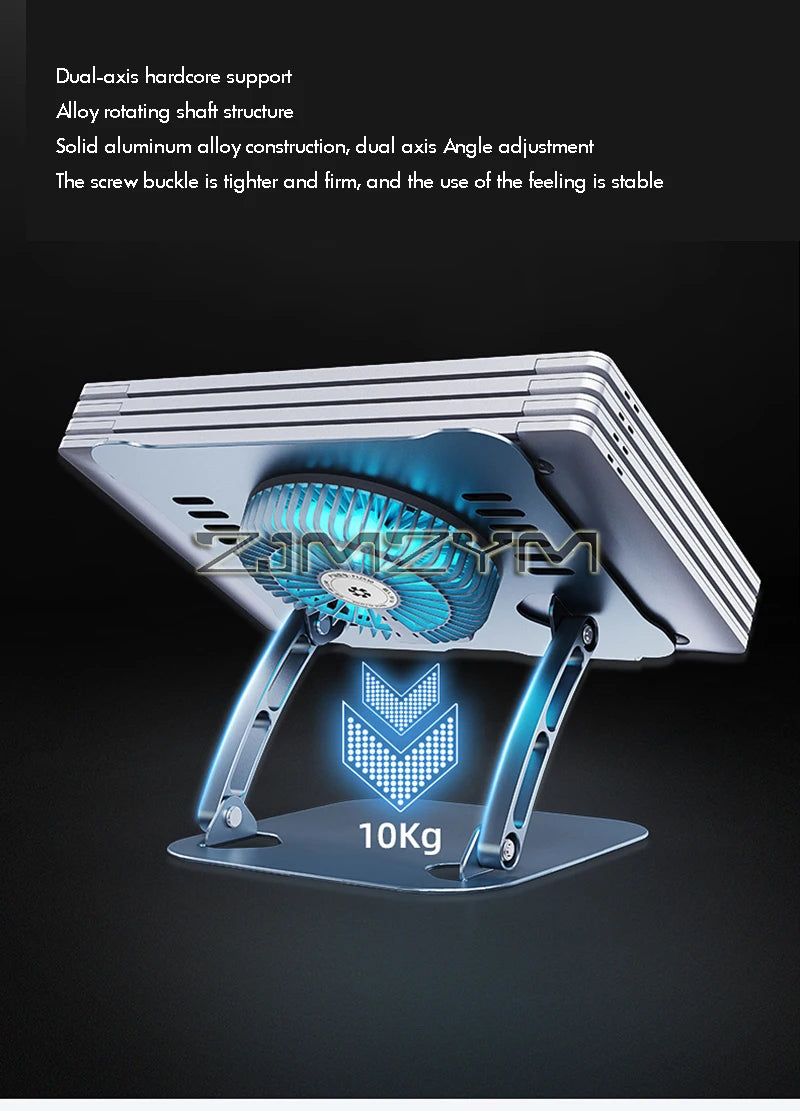 Aluminum Laptop Stand with Cooling Fan Ergonomic Notebook Foldable Cooler Laptop  Adjustable Aluminum Laptop Stand exovai.com