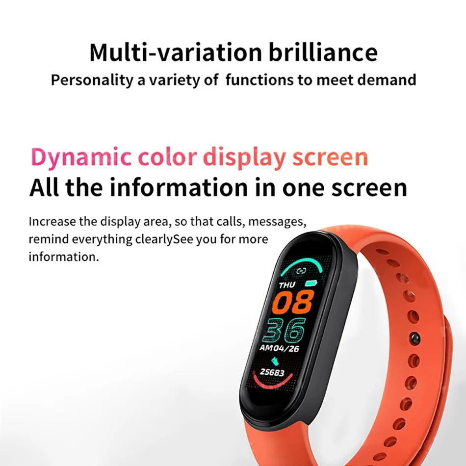 M6 Smart Watch Men Women Fitness Smart Bracelet Sports Band Heart Rate Blood Pressure Monitor Waterproof Multi-function Watches exovai.com