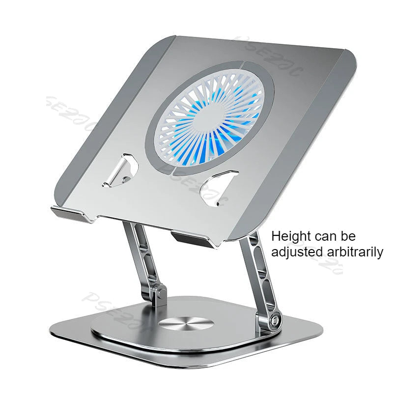 Anti Slip 7-17 Inch Laptop Stand 360 ° Rotatable Aluminum Alloy Tablet Cooling Stand with Folding Fan and Radiator Stand exovai.com