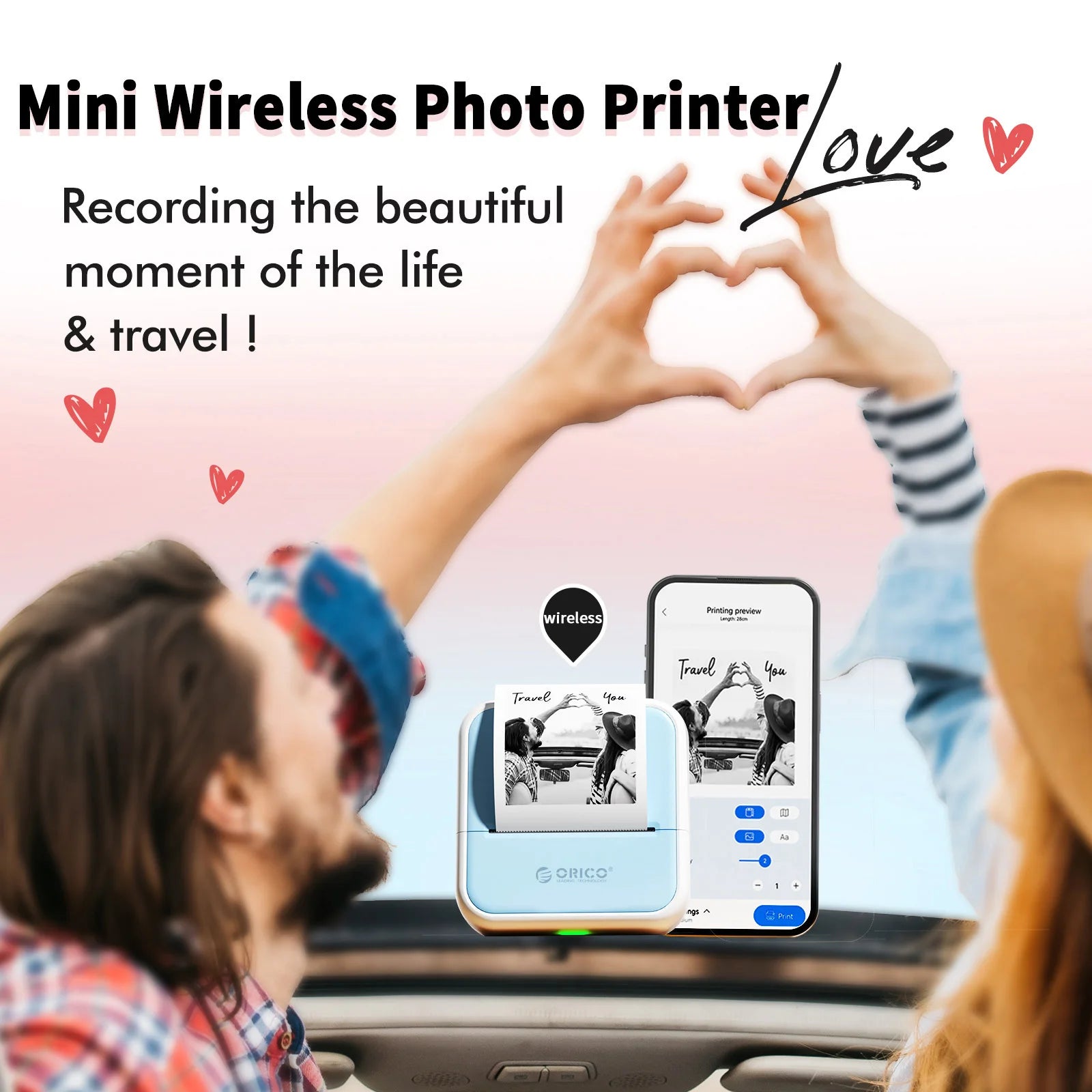 Orico Mini Thermal Printer – Portable Ink-Free DIY Photo & Document Printer exovai.com