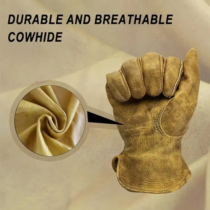 Leather Working Gloves for Gardening,Thornproof Gardening Gloves for Men and Women,Heavy Duty Leather Work Gloves Men exovai.com