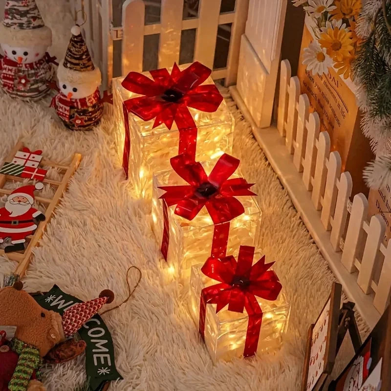 Three Sets Of Christmas Luminous And Exquisite Decorative Lights, Detachable Gift Box And Lighting Fixture,Christmas Decorations exovai.com