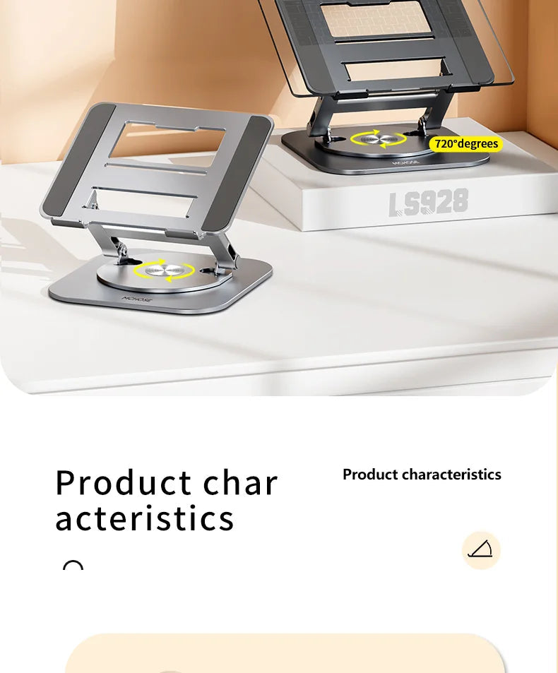 Laptop Stand 360° Rotatable Notebook Holder Liftable Desk Riser Stand Aluminum Alloy Stand Compatible With 9.7-17.3 Inch Laptops exovai.com