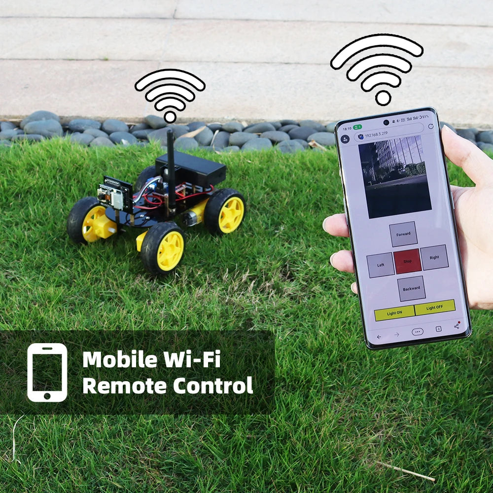 4WD Smart Robot Car ESP32 Camera Wifi Automation Kit For Arduino Programming ESP Robot with Antenna Learning Complete Coding Kit exovai.com