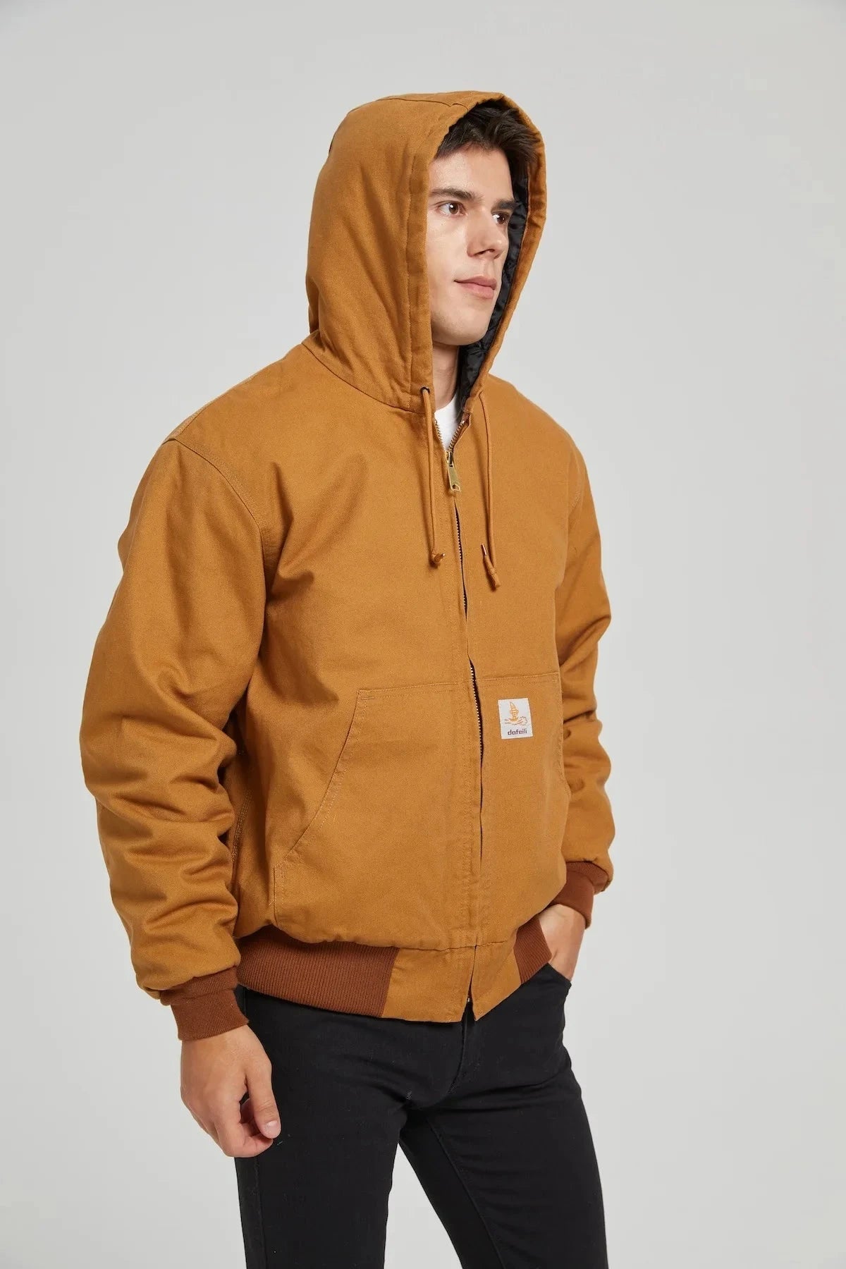 Winter New American Retro Long Sleeve Hooded Bomber Jacket Men's Fashion Cotton Thick Dom Quilted Casual Multi-pocket Coat exovai.com