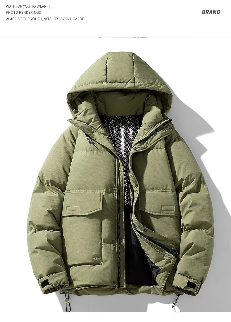 White Duck Down Jacket Men's Winter Fashion Casual Short Coat Hooded Windbreaker Youth Men Outwear Down Coat Male 8XL 160KG exovai.com