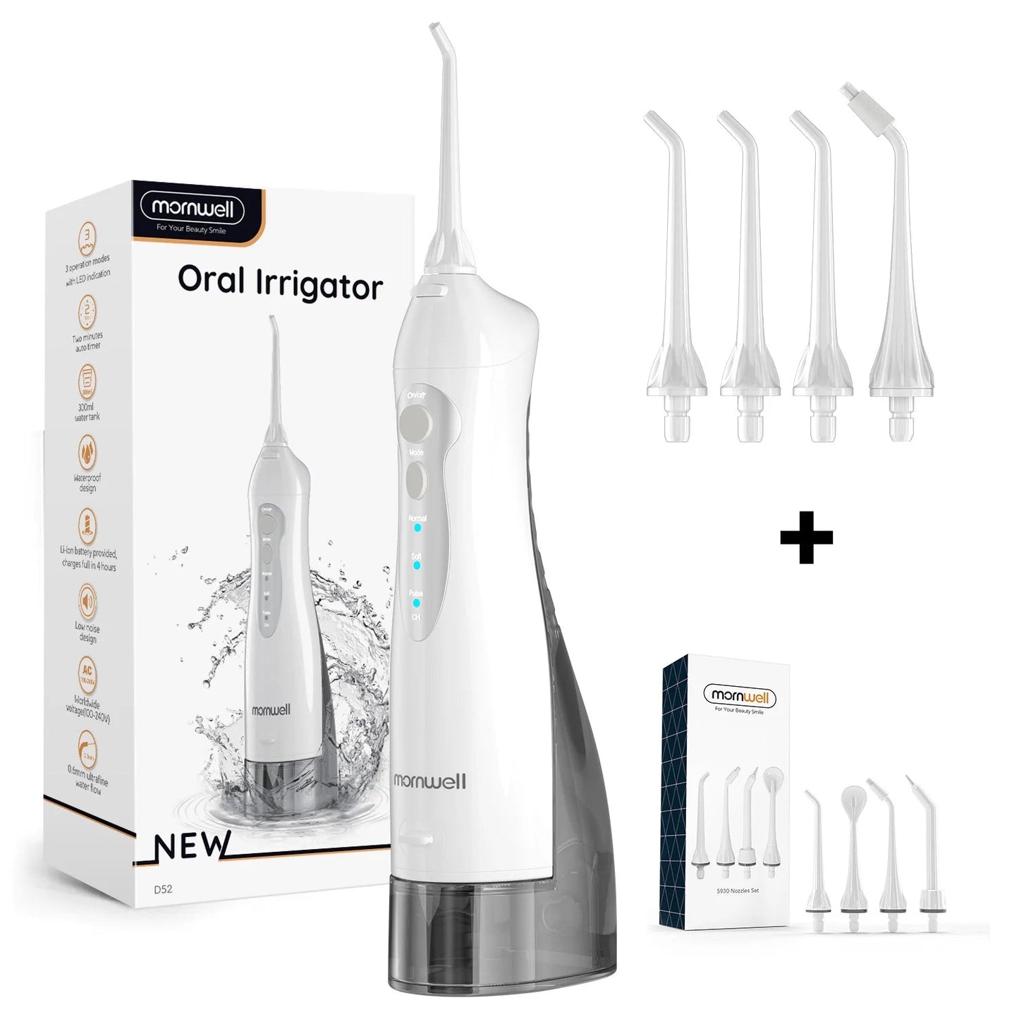 Water Dental Flosser Teeth Picks 4 Jets 3 Modes Portable Cordless D52 Water Flosser for Teeth Cleaner IPX7 Waterproof Oral Picks exovai.com