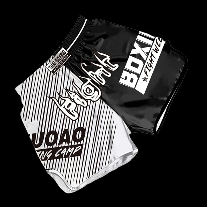 Muay Thai Pants Embroidery Boxing Shorts Women Men Satin Fight Kickboxing Training Trunks Kids Boy Girl Martial Arts MMA Clothes exovai.com