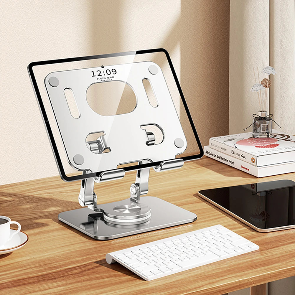 Foldable Mobile Phone Holder 360 Degree Rotating Hollowed Tablet Riser Anti Slip Tablet Holder Height Adjustable for 4.7-12 Inch exovai.com