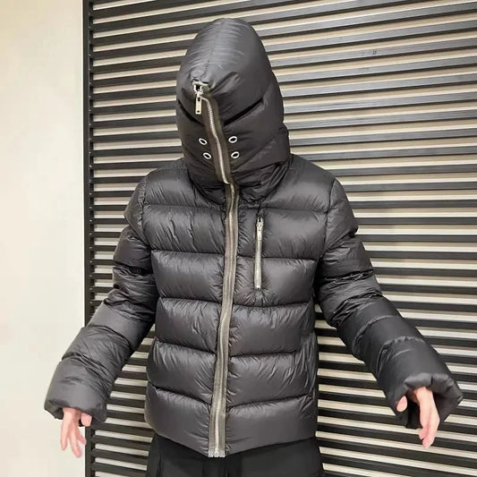 RO style shark head loose casual high street trend men and women hooded black down jacket exovai.com
