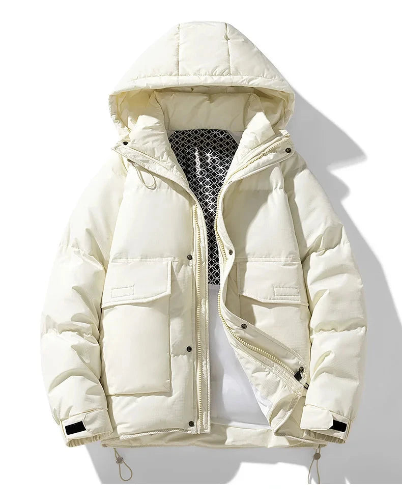 White Duck Down Jacket Men's Winter Fashion Casual Short Coat Hooded Windbreaker Youth Men Outwear Down Coat Male 8XL 160KG exovai.com