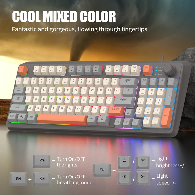 K82 Gaming Gaming Keyboard Glows Wired USB Desktop PC/Notebook Available 19-key punchless knob to adjust volume exovai.com