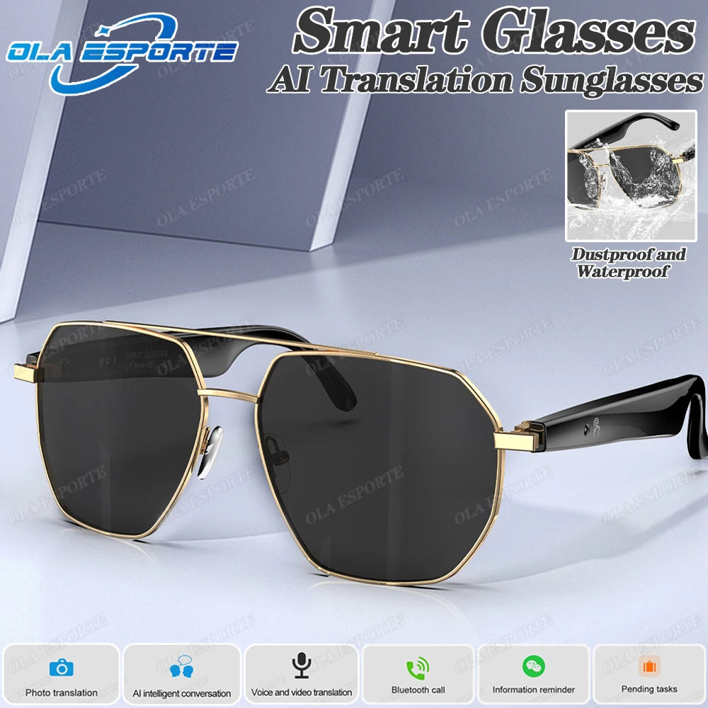AI Smart Glasses with ChatGPT4.0 Instant Translation 164 Languages Bluetooth Calls IP67 Waterproof HD Camera for Travel Business exovai.com