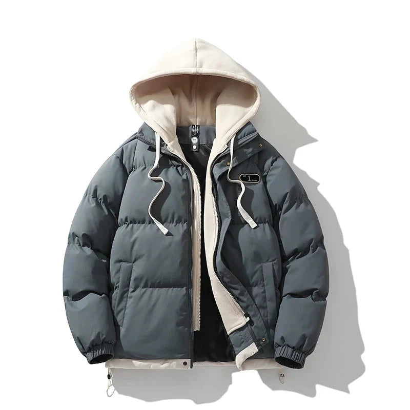 2024 Autumn and Winter Warm Jacket Casual Fashion 2-in-1 Hooded Windproof Bicycle Cotton Coat Simple Couple Outdoor Windbreaker exovai.com