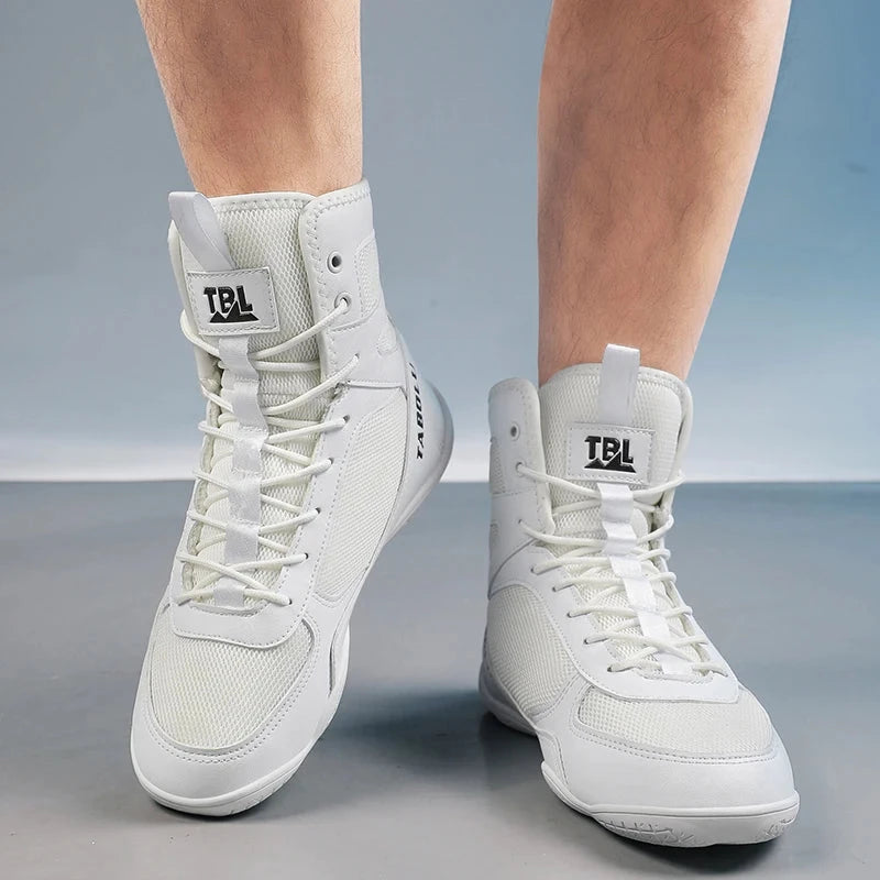Wrestling shoes male Boxing Shoes Fighting Sanda Strength High Top Shoes light fighting Boots Weightlifting shoe Sneakers exovai.com