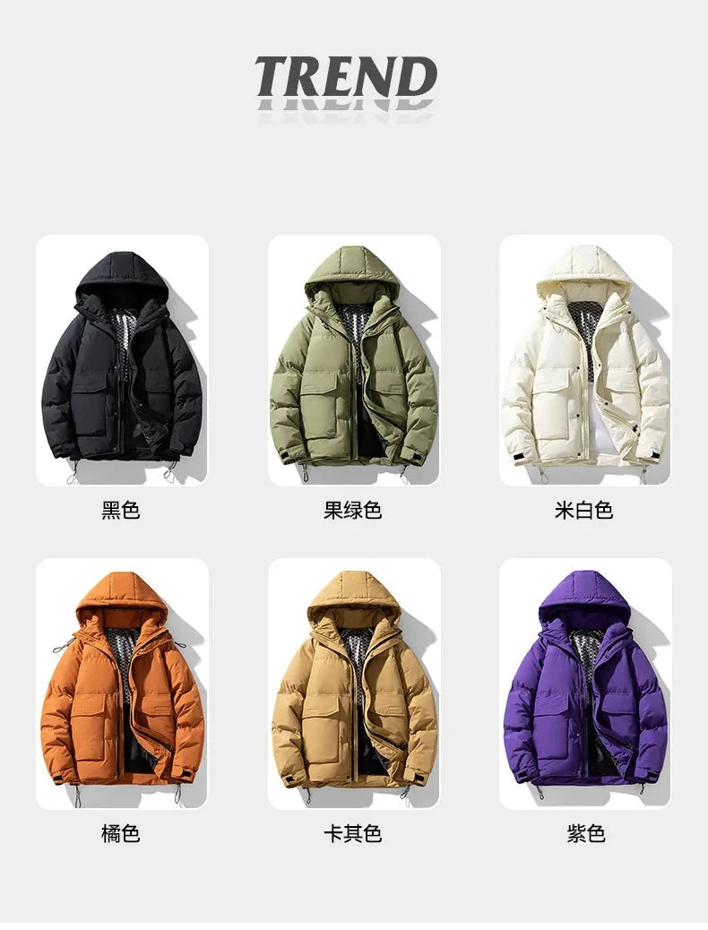 White Duck Down Jacket Men's Winter Fashion Casual Short Coat Hooded Windbreaker Youth Men Outwear Down Coat Male 8XL 160KG exovai.com
