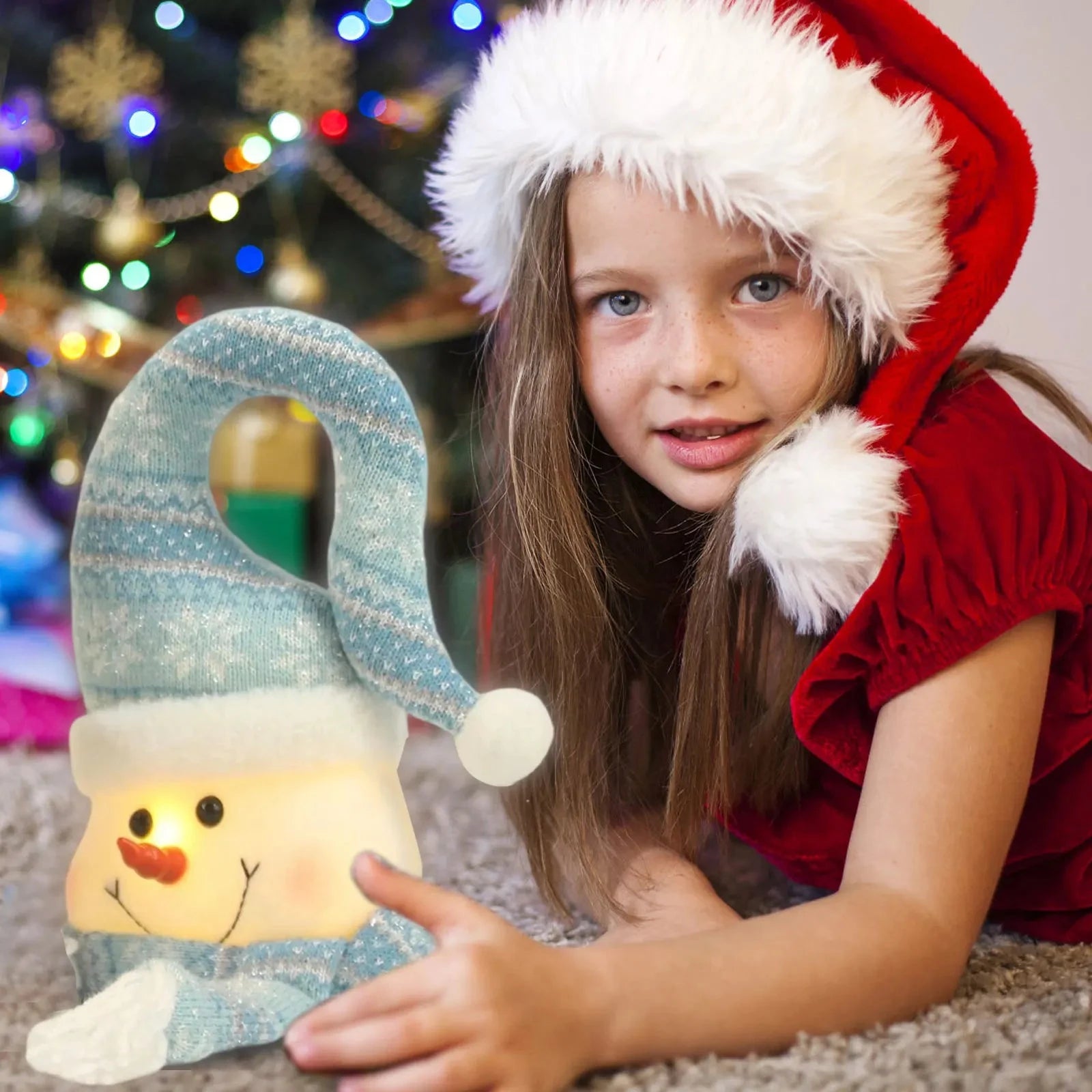 Christmas Lighted Blue Snowman Ornament Glowing Snowman Ocean Style Creative Christmas Gifts Home Door Hanging Decoration exovai.com