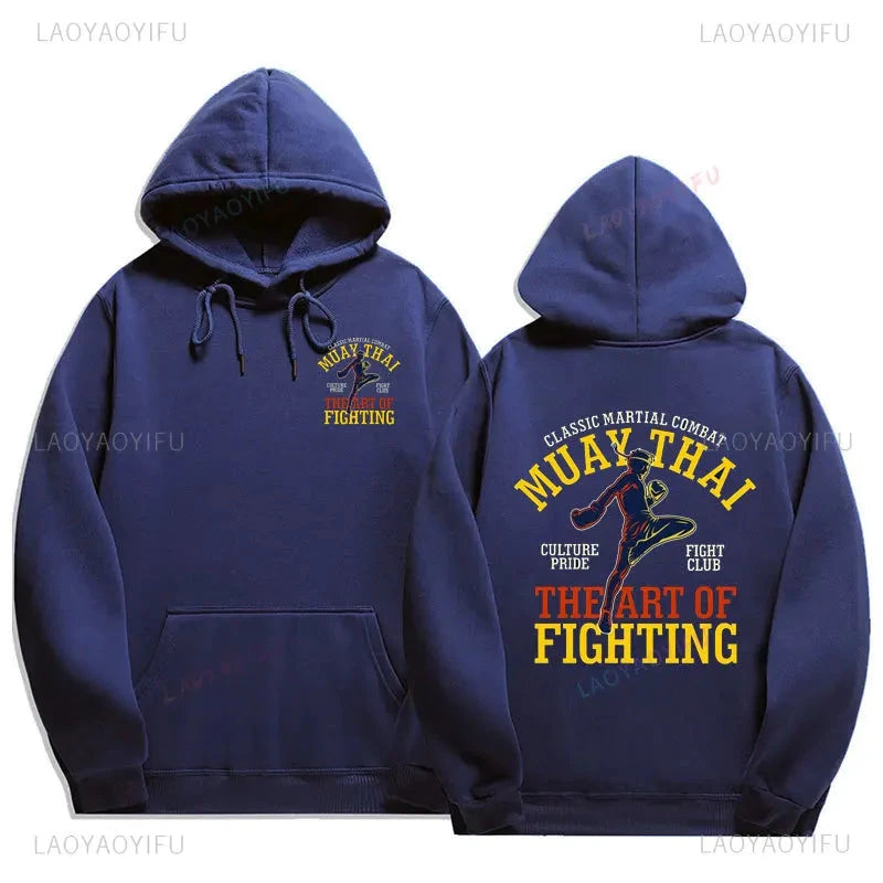 Muay Thai The Fist of King - Thailand Martial Art Pullover Hoodie Men Wai Kru Thailand Men Casual Pullovers 2024 New Style Tops exovai.com