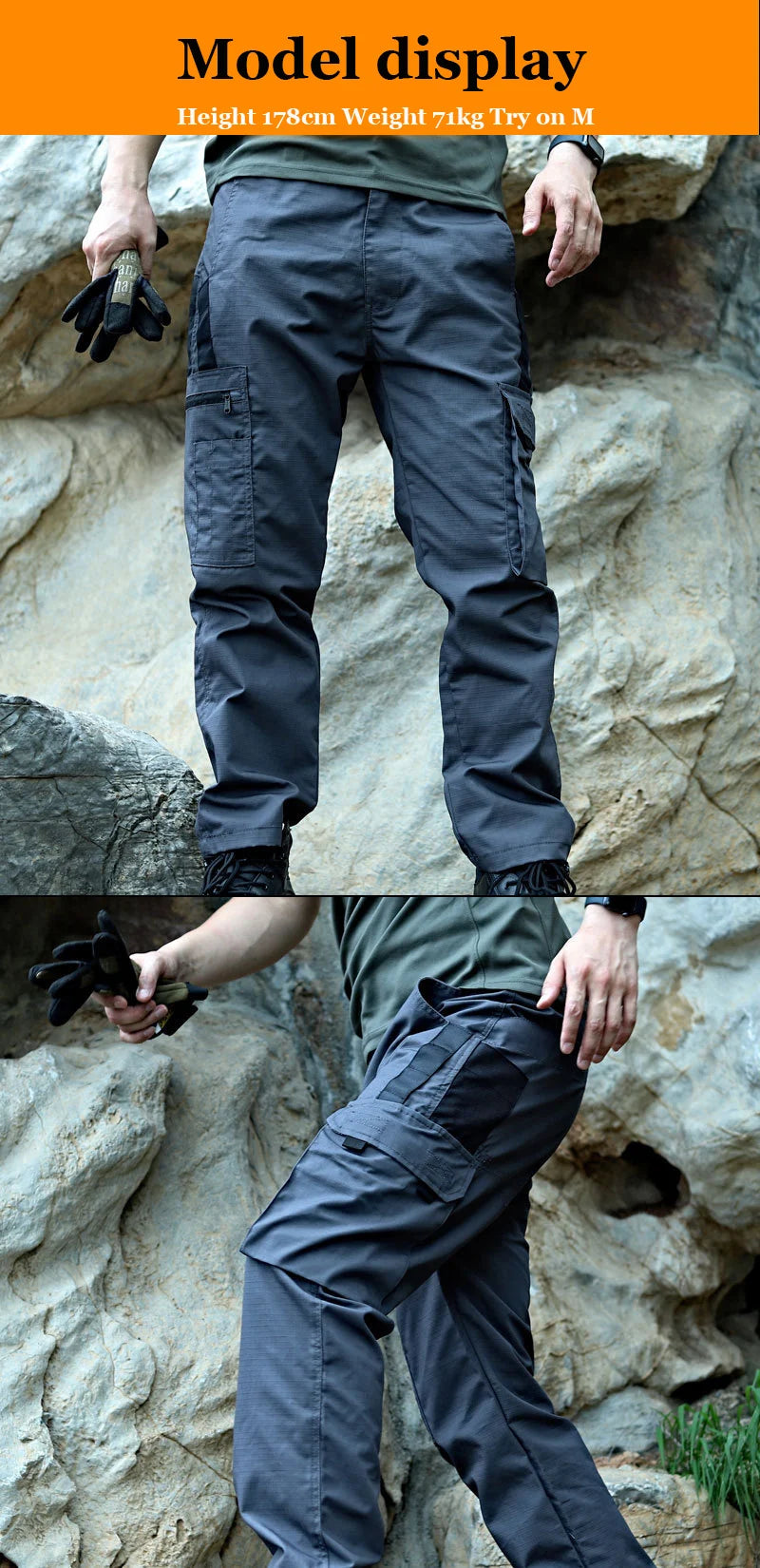 2024 Men's Tactical Pants Outdoor Work Casual Cargo Trousers Waterproof Multi-pocket Wear-Resistant Outdoor Training Trousers exovai.com