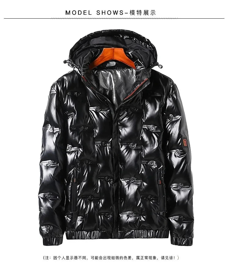 Winter Hot Sale Hooded Men Parkas Fashion Casual Glossy Cotton Jackets Outdoor Thicken Warm Male Clothing Quality Comfortable exovai.com