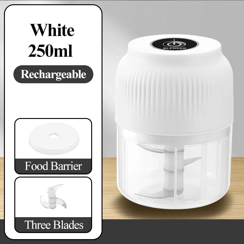 250ml Mini Wireless USB Rechargeable Electric Vegetable Chopper Garlic Crusher Food Chopper for Kitchen Gadgets for Garlic exovai.com