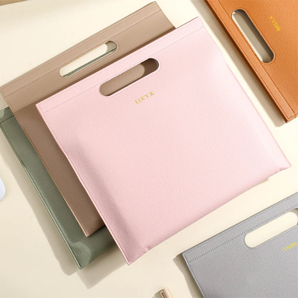 Custom Name Cow Leather Pencil Case Luxury Zipper Business Office Storage Bag Student Pen Bag Personalized Cosmetic Bags Gift exovai.com