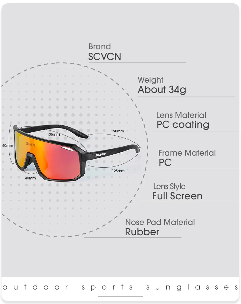 SCVCN Cycling Glasses Bike Mountain Bicycle Hiking Camping Golf UV400 Sunglasses Sport Protection Glasses for Men Women Baseball exovai.com
